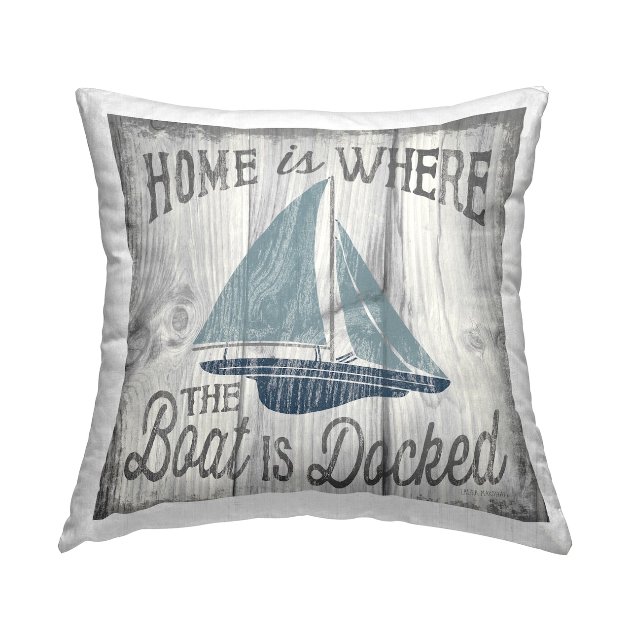 Stupell Industries Home is Where The Boat's Docked Nautical Family Throw Pillow 18" x 18"
